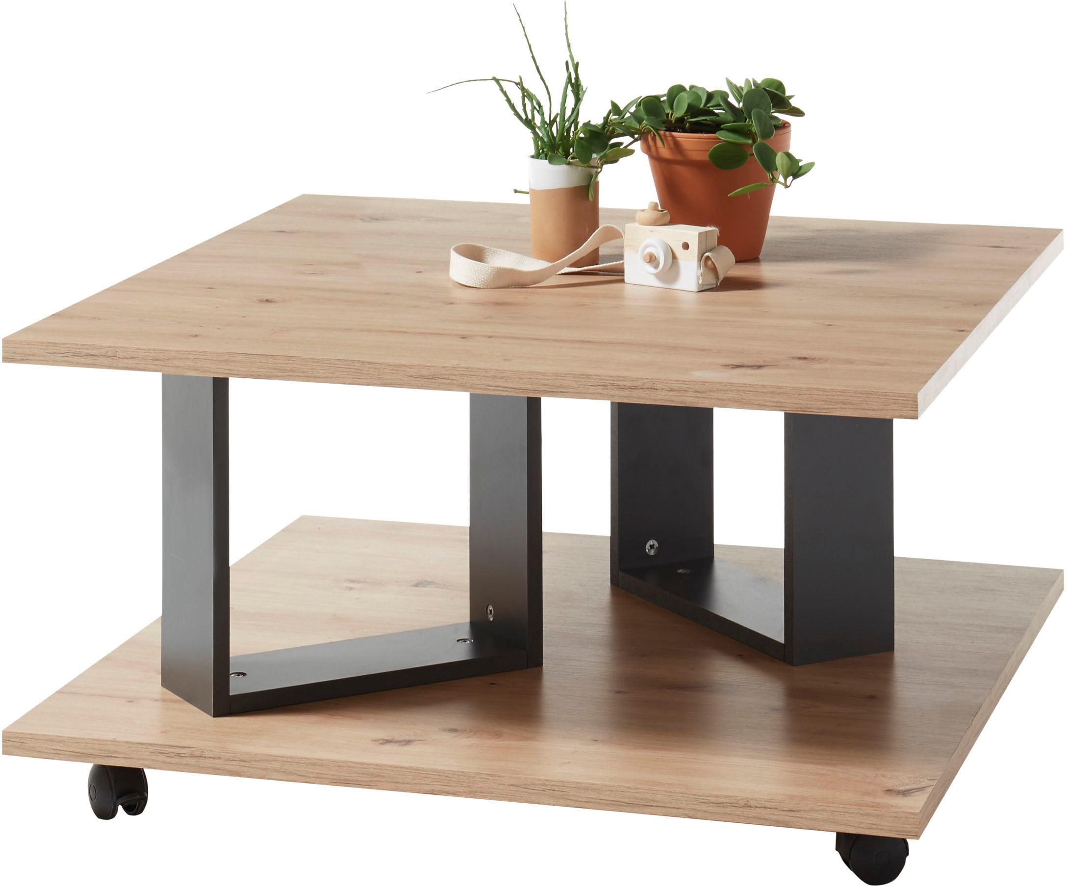 Stolkom Couchtisch »Zera« rollbar, Tisch in Eiche Artisan Dekor