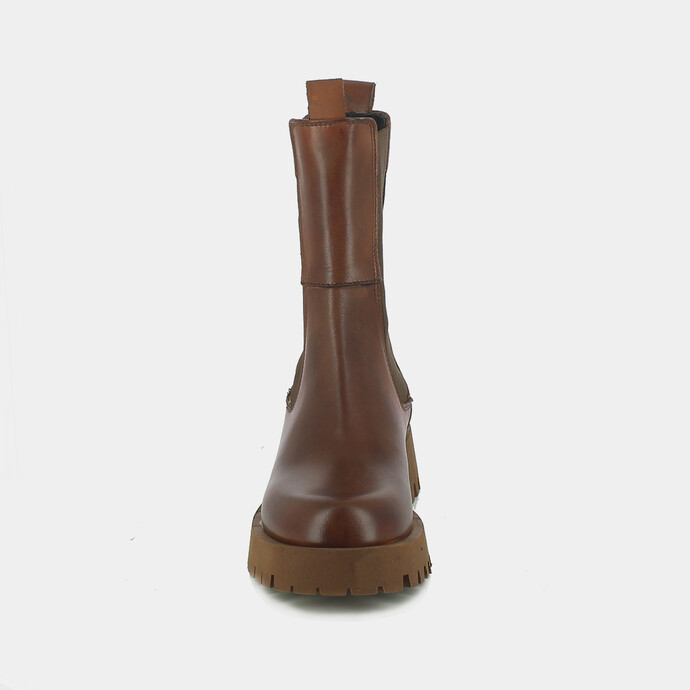 Bottines à plateformes  en cuir cognac