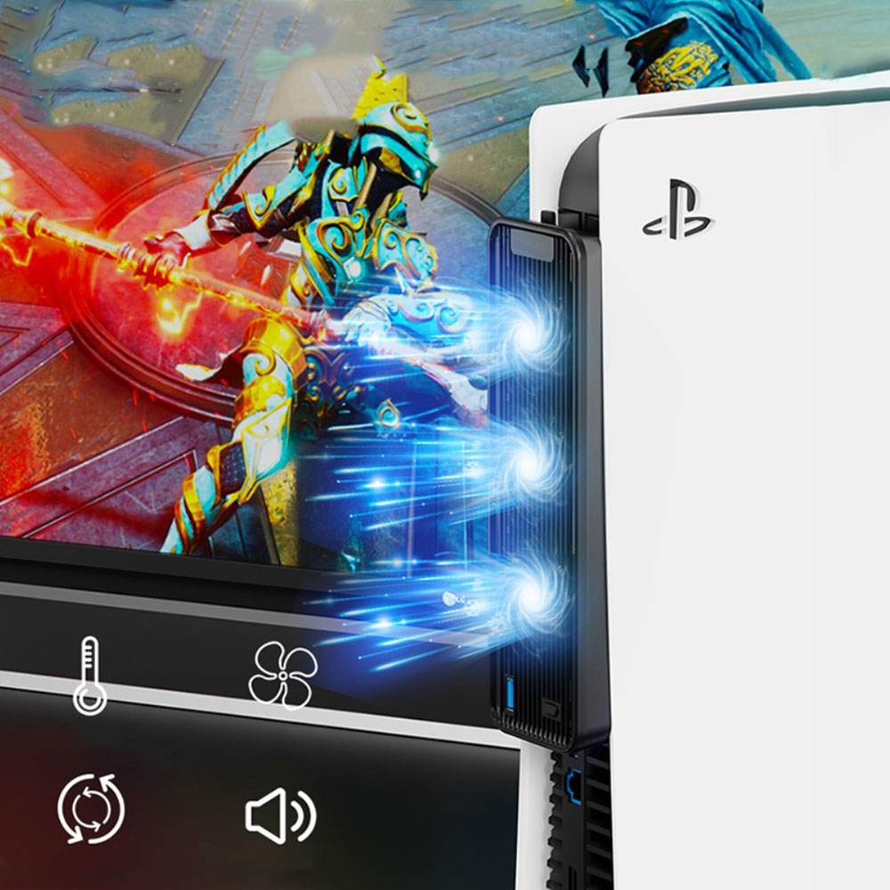 Sony PlayStation PS5 USB A Kühler / Lüfter mit Blauer LED Beleuchtung - Weiss