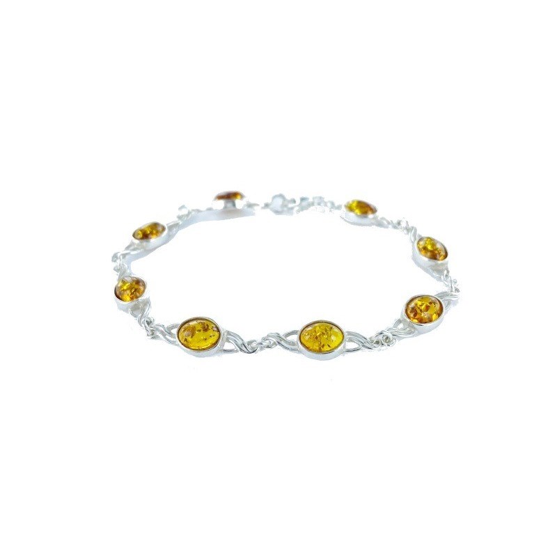 Bracelet argent 925 Ambre veritable de la mer Baltique