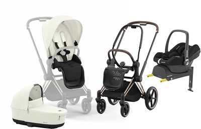 Cybex Priam Duovogn inkl. Maxi-Cosi CabrioFix & Base, Off White/Rose Gold