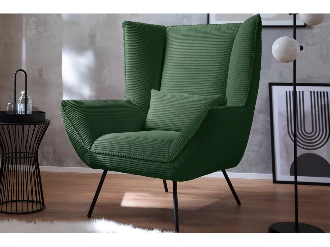 Fauteuil - vert émeraude Velours côtelé - IVA