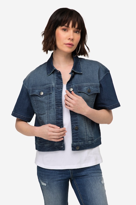 Jeansjacke, oversized, weiter Halbarm