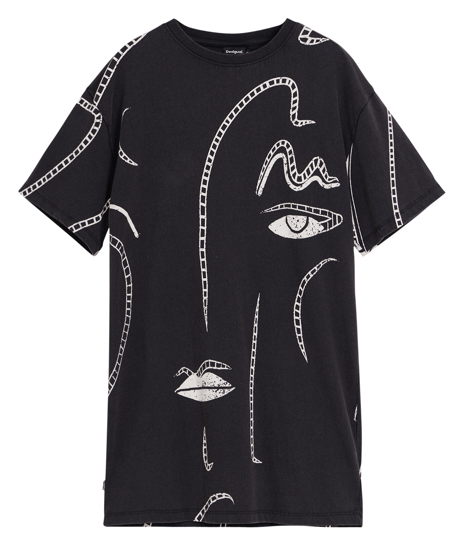 Tee-shirt long imprimé en coton | Noir