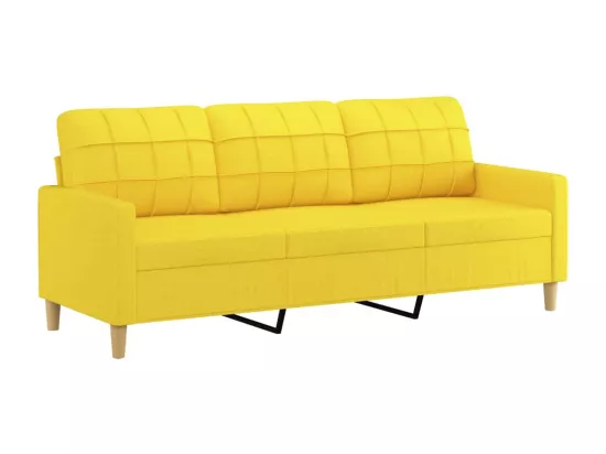 Canapé à 3 places avec repose-pieds Jaune clair 180 cm Tissu