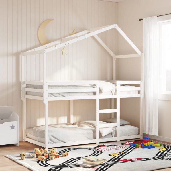 vidaXL Telhado de Cama Infantil 213x85,5x144,5 cm Pinho Maciço Branco - 1264857925
