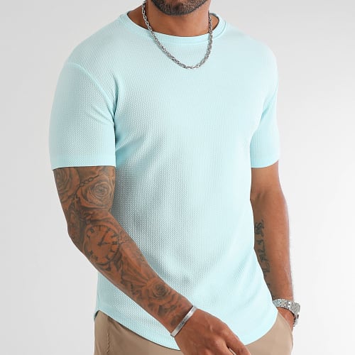 Tee Shirt Texturé Waffle 0409 Vert Menthe