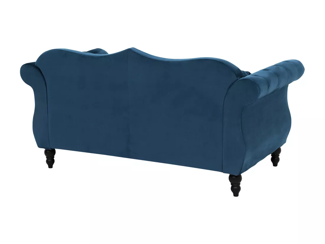 Canapé Chesterfield 3 places en velours bleu SKIEN