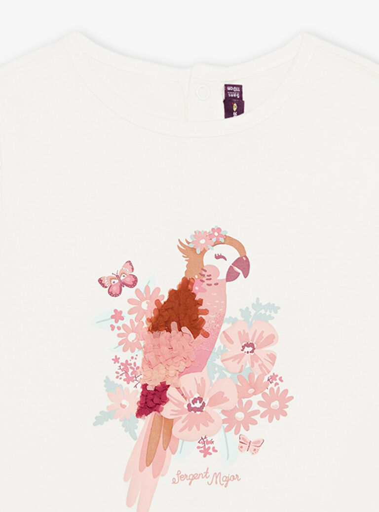 T-shirt écru avec perroquet