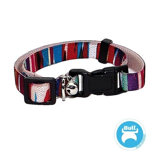 Coleira elástica de nylon para gatos, moderna e multicolorida.