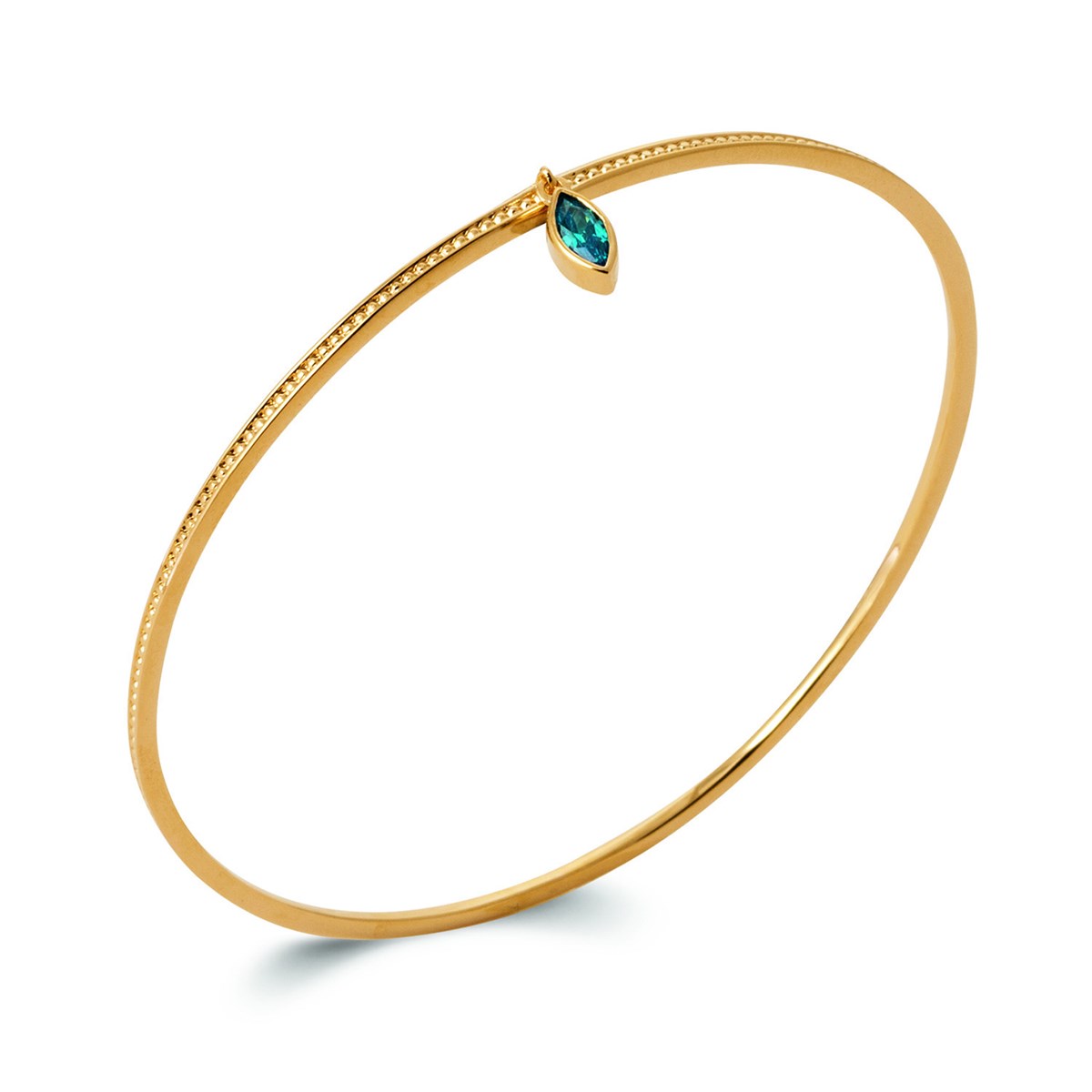 Bracelet jonc Brillaxis pierre bleue plaqué or