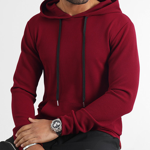 Sweat Capuche Texturé Waffle 0613 Bordeaux