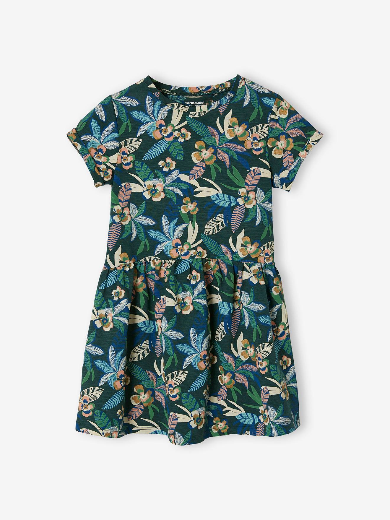Vestido estampado para meninas, rosa claro