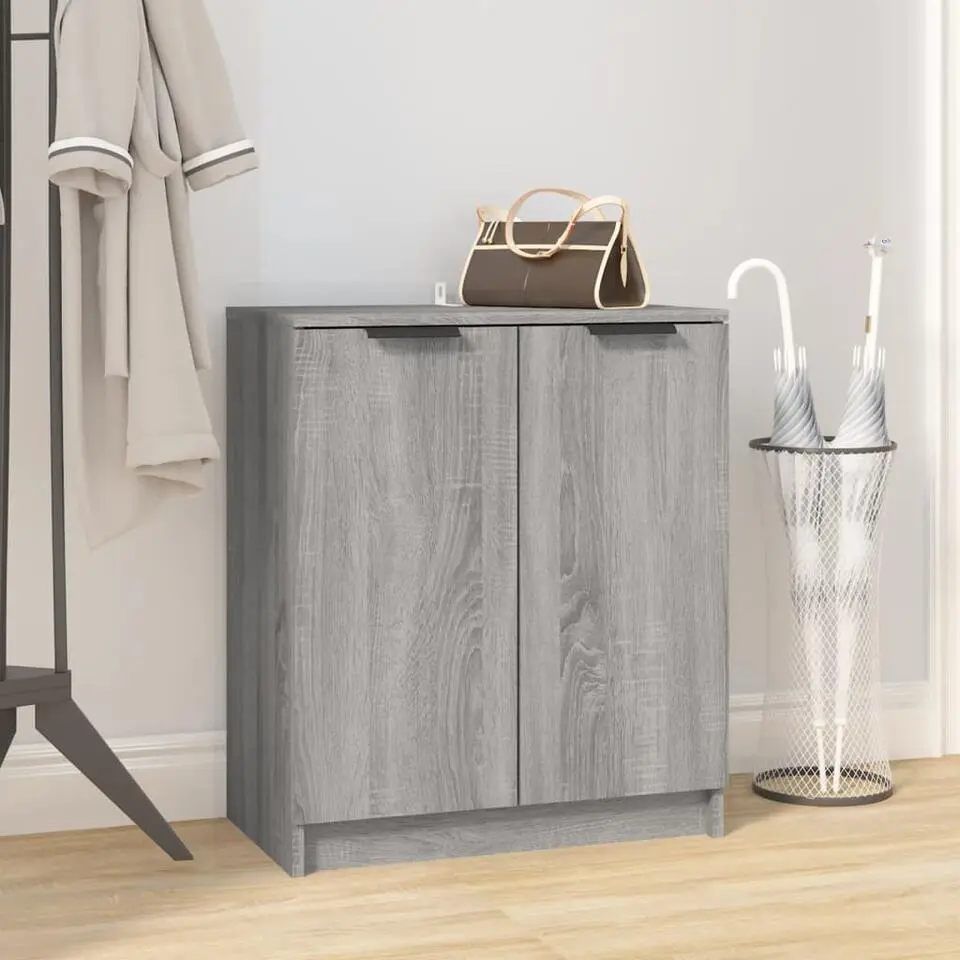 vidaXL - Schoenenkast met 2 deuren - Grijs sonoma eiken - Hout - 59x35x70 cm