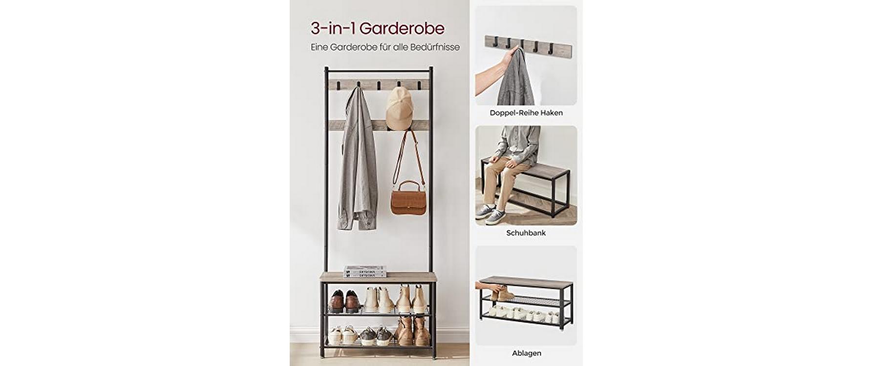 Garderobe 70 x 175 x 32 cm, Braun/SchwarzKleiderständer