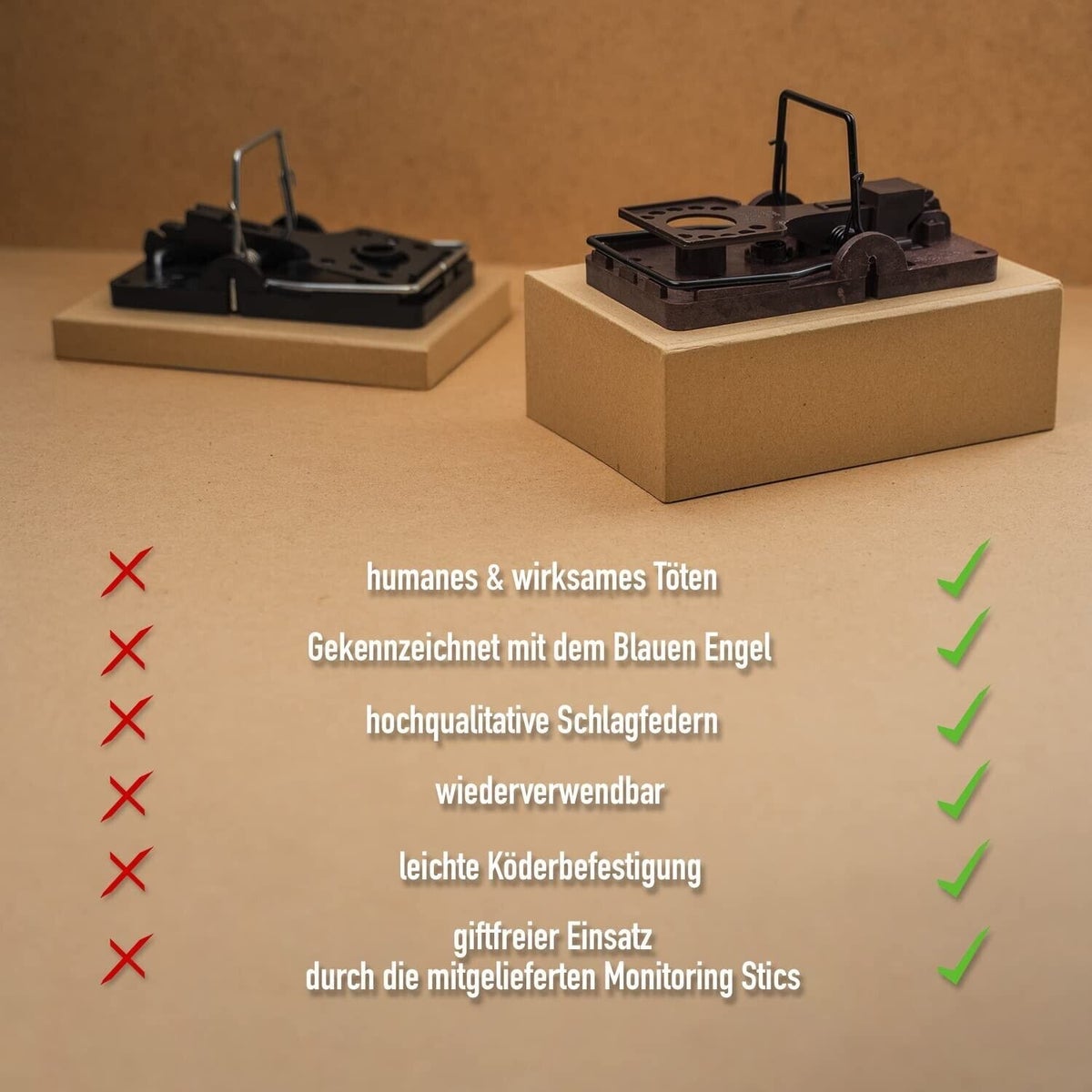 Rattenval inclusief controleblok, set van 2