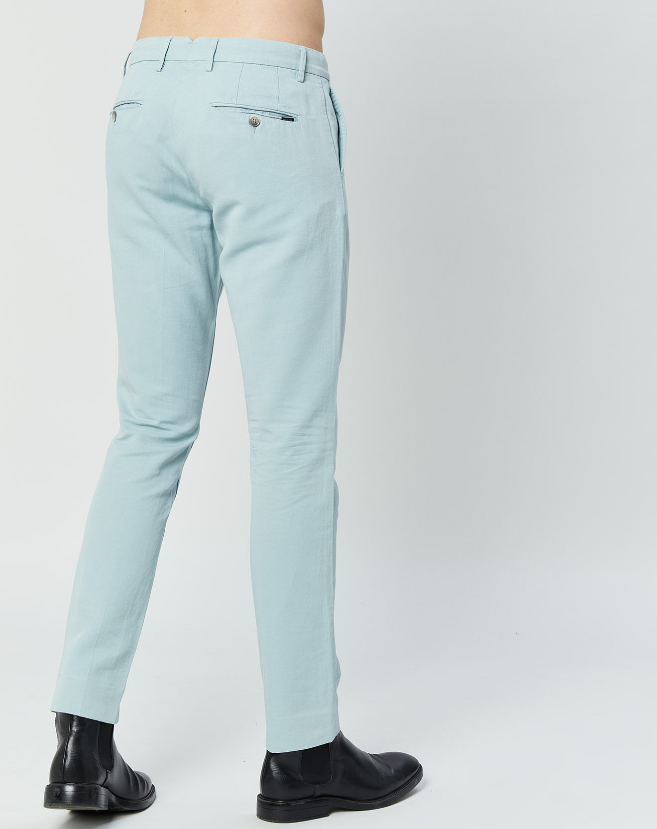 Hackett London Pantalon en Lin mélangé Chino Slim Fit céladon