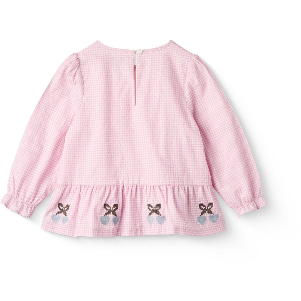 Køb COPENHAGEN COLORS Syringa Comb. Houndstooth Bluse W. Embroidery