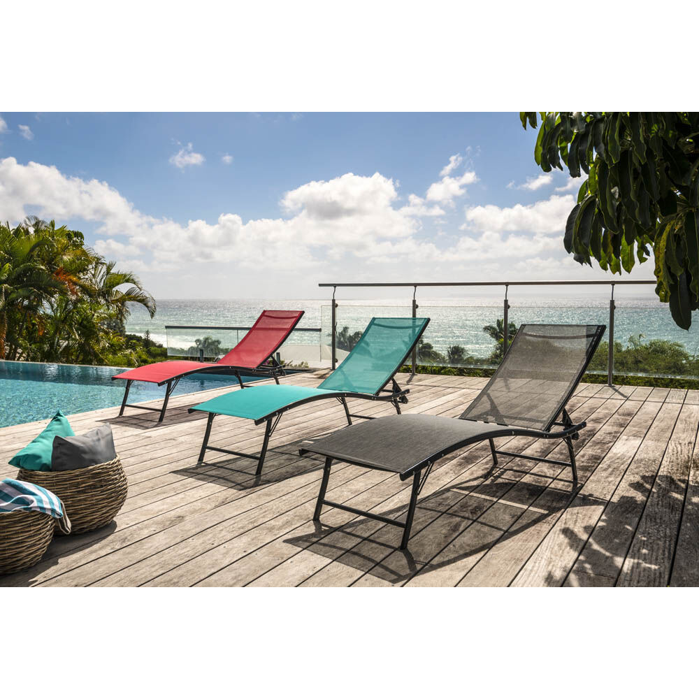 Bain de soleil Bahia pliant 5 positions bleu émeraude