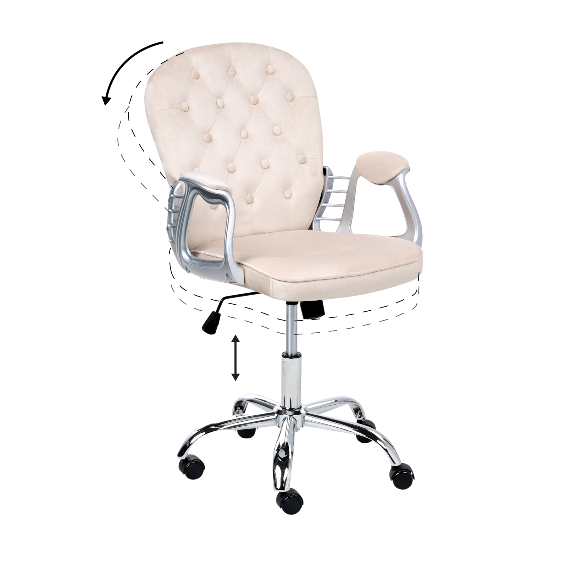 Beliani - PRINCESS - Bureaustoel - Beige - Fluweel
