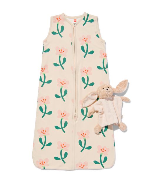 gigoteuse bébé avec manches à boutons-pression coton fleurs blanc cassé