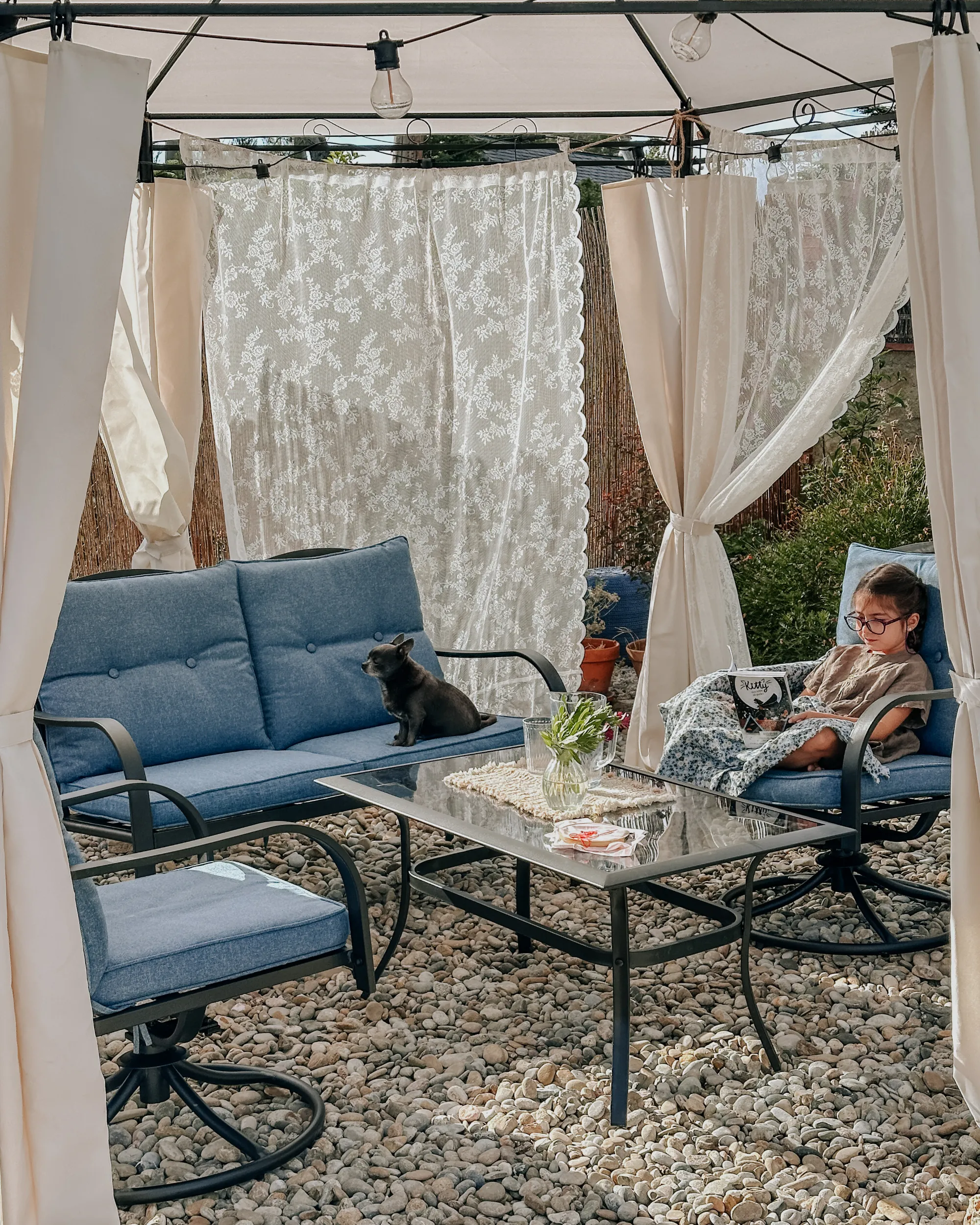 Loungeset met tafel 4-zits MESTRINO Metaal Blauw