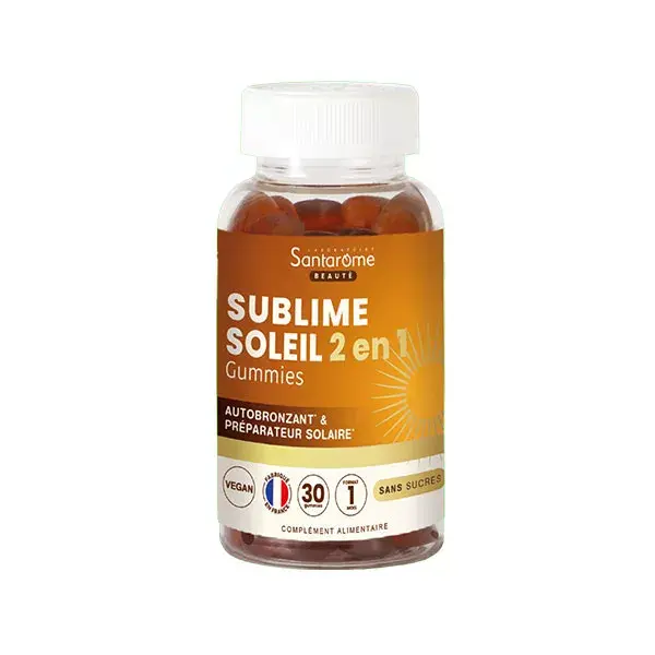 Santarome, Sublime Soleil 2 em 1, Preparação para o Sol, Autobronzeador 30 gomas