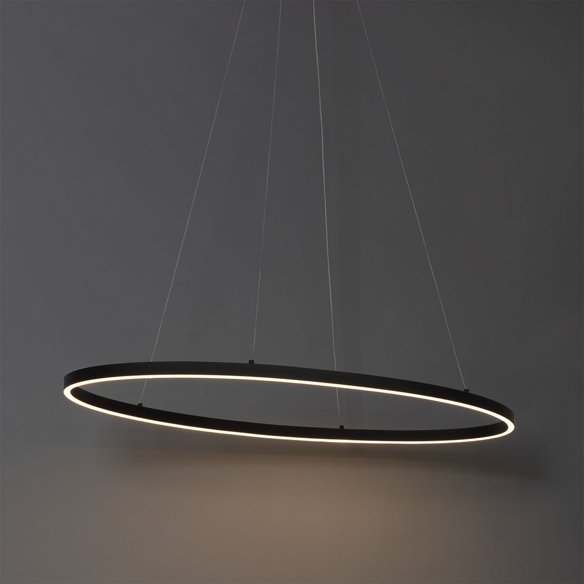 Design hanglamp zwart ovaal incl. LED 3-staps dimbaar - Ovallo