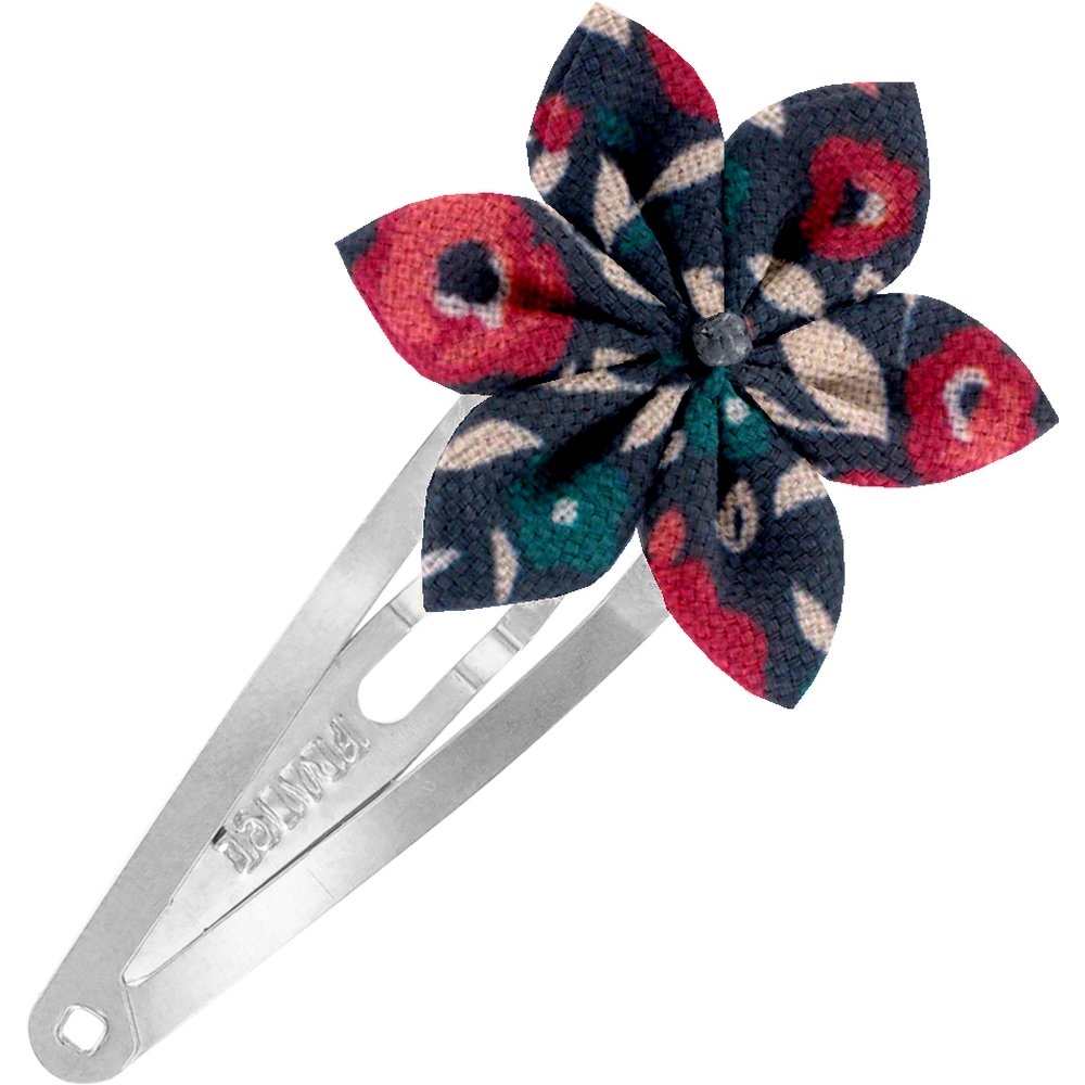 Barrette Clic-Clac Fleur Étoile Camelias Rubis