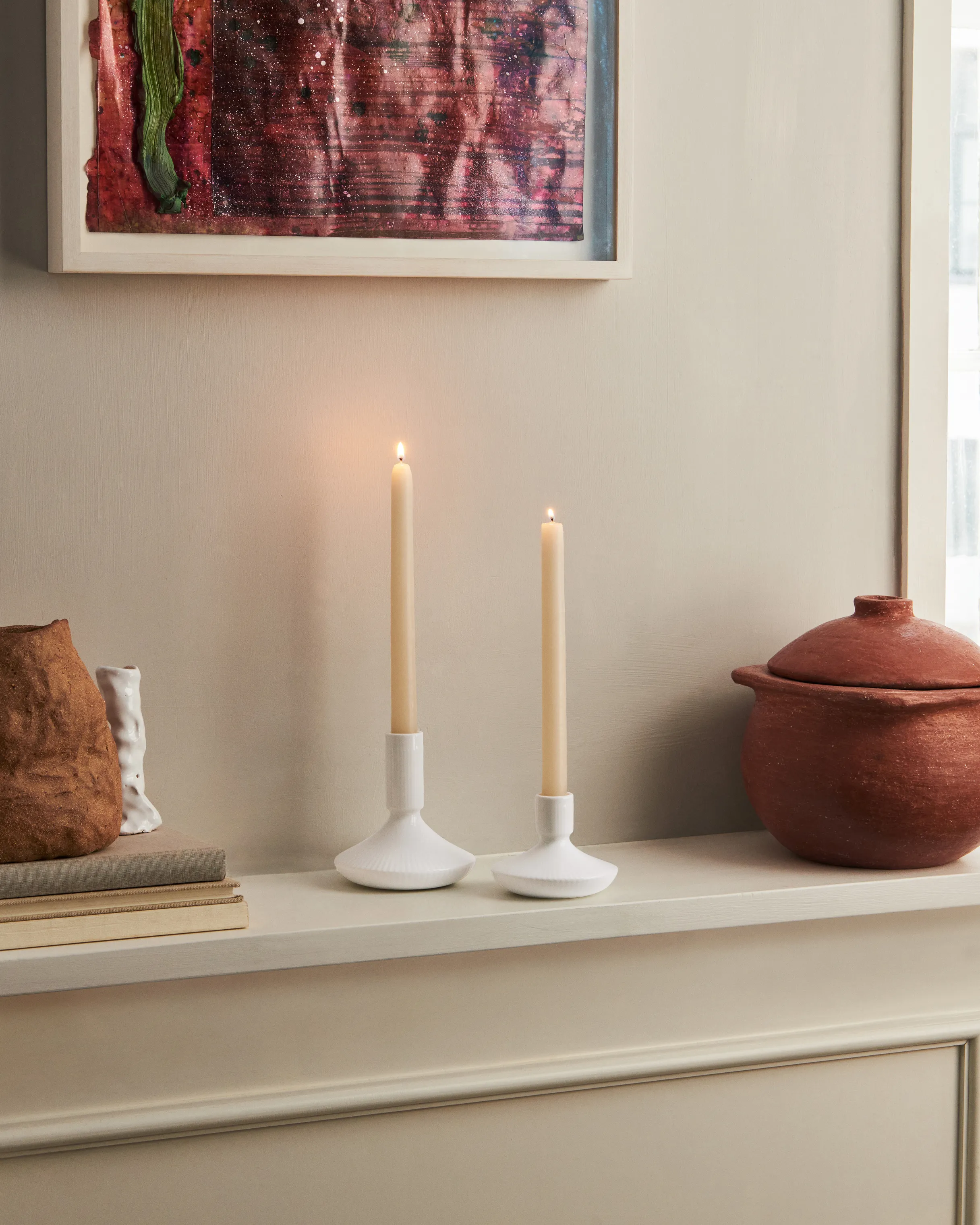 Royal Copenhagen Hvid Riflet Lysestage