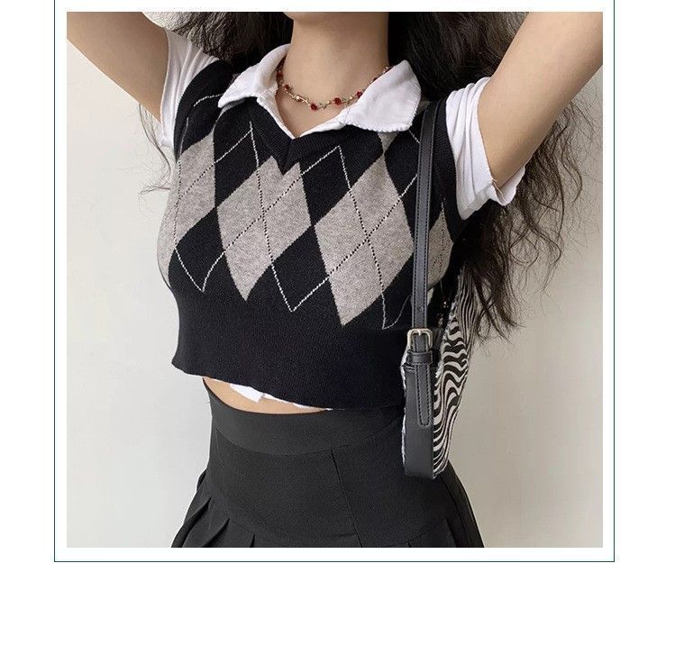 Robynn - Argyle Print Trui Vest