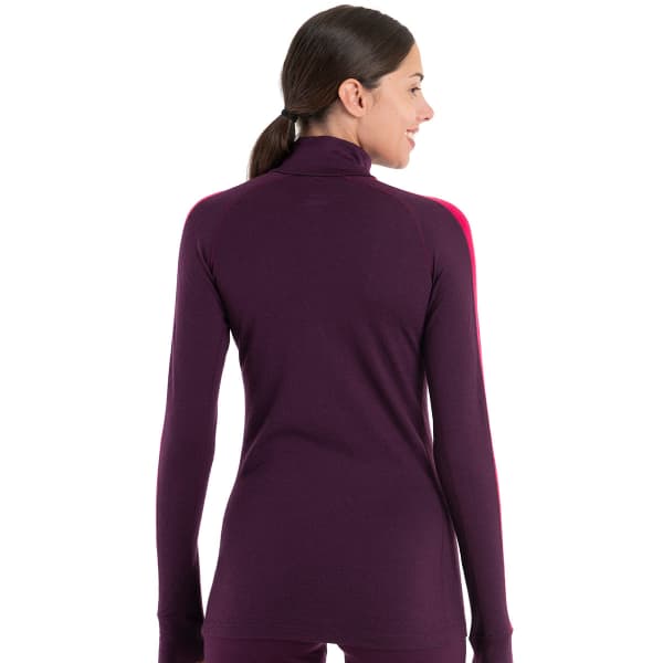 T-shirt thermique ICEBREAKER W MER ZONEKNIT 200 LS HALF ZIP NIGHTSHADE/ELECTRONPNK/CB