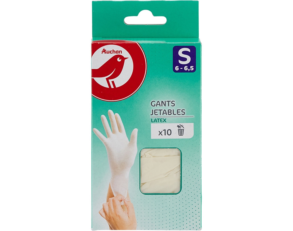 LUVAS AUCHAN LATEX TAMANHO PEQUENO 10UN