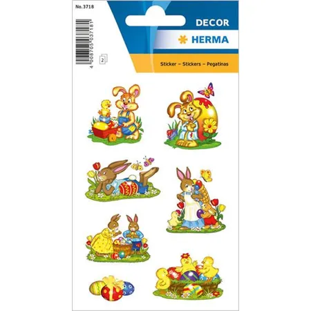 HERMA 3718 Ostersticker DECOR Hasenparade beglimmert