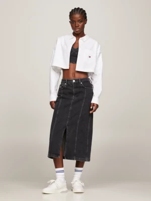 Saia midi jeans Claire de cintura alta