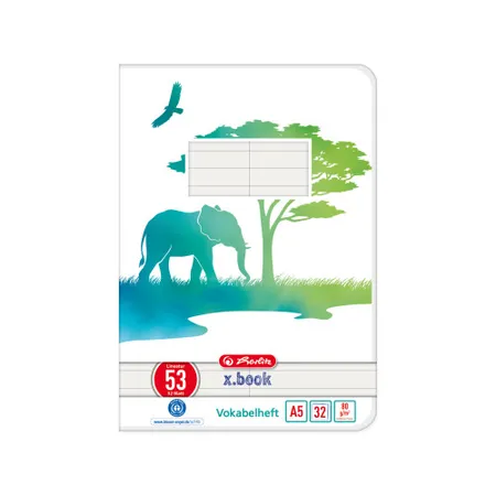 Herlitz Vokabelheft A5 GREENline 32 Blatt Lineatur 53, 1 Stück, 2-fach sortiert