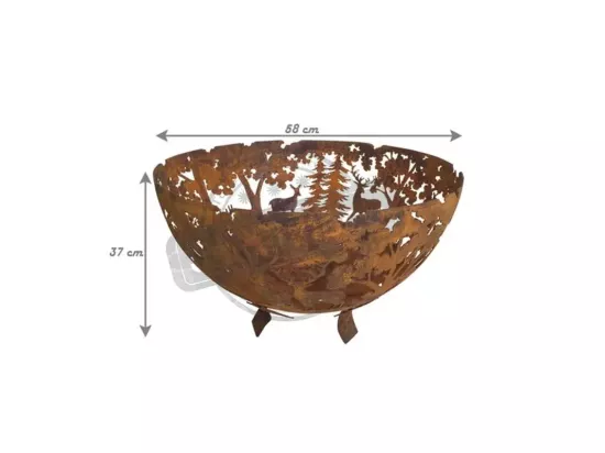 Demi brasero rond - Découpe laser - D 57,5 x H 36,8 cm - Effet rouille