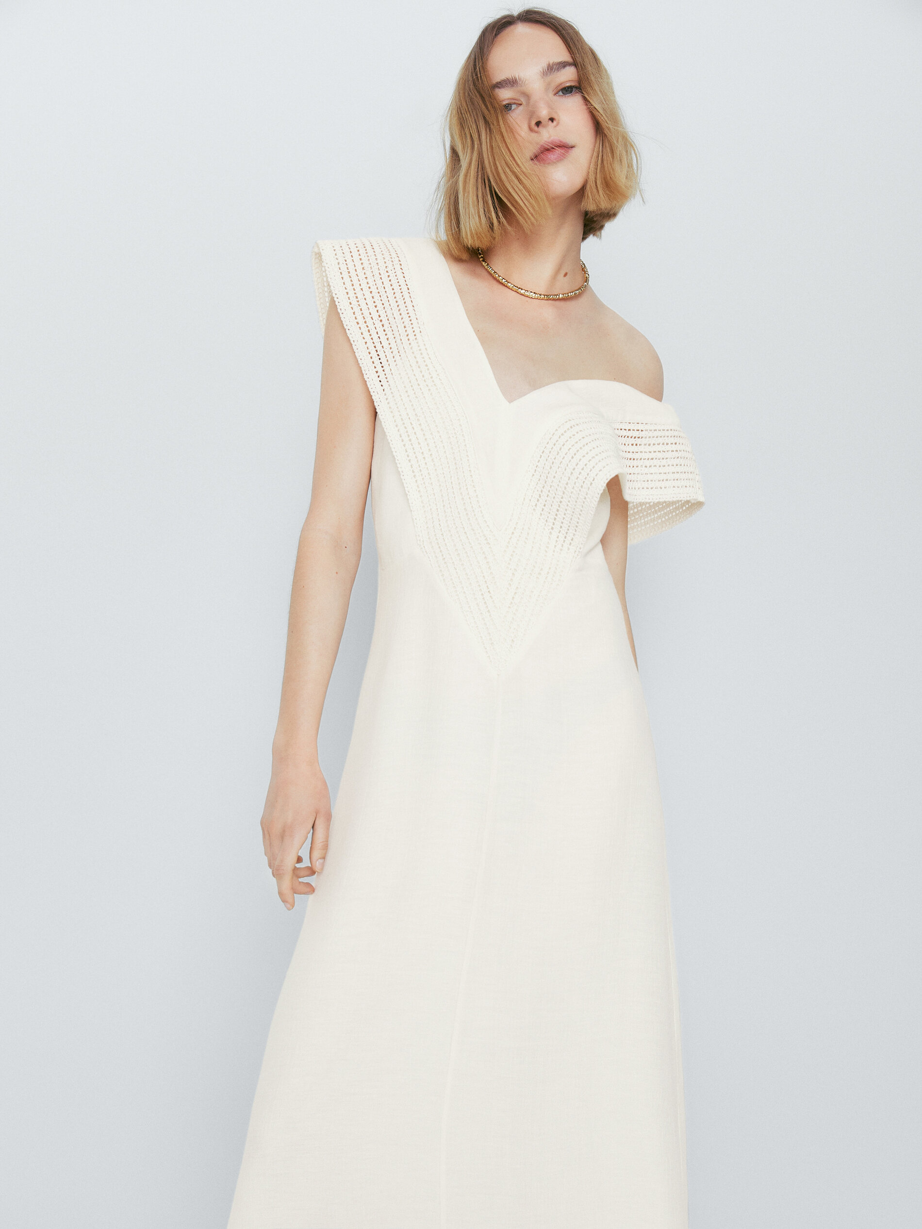 Vestido amplo de crochê - BRANCO