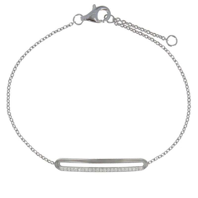 Bracelet Argent Rhodié Rectangle Ajouré et Strass