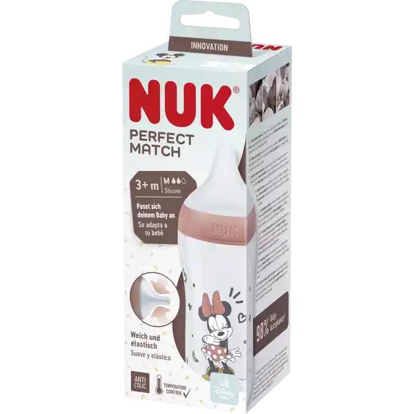 Perfect Match Babyflasche Minnie Mouse mit Temperature Control, ab 3 Monate, 260 ml