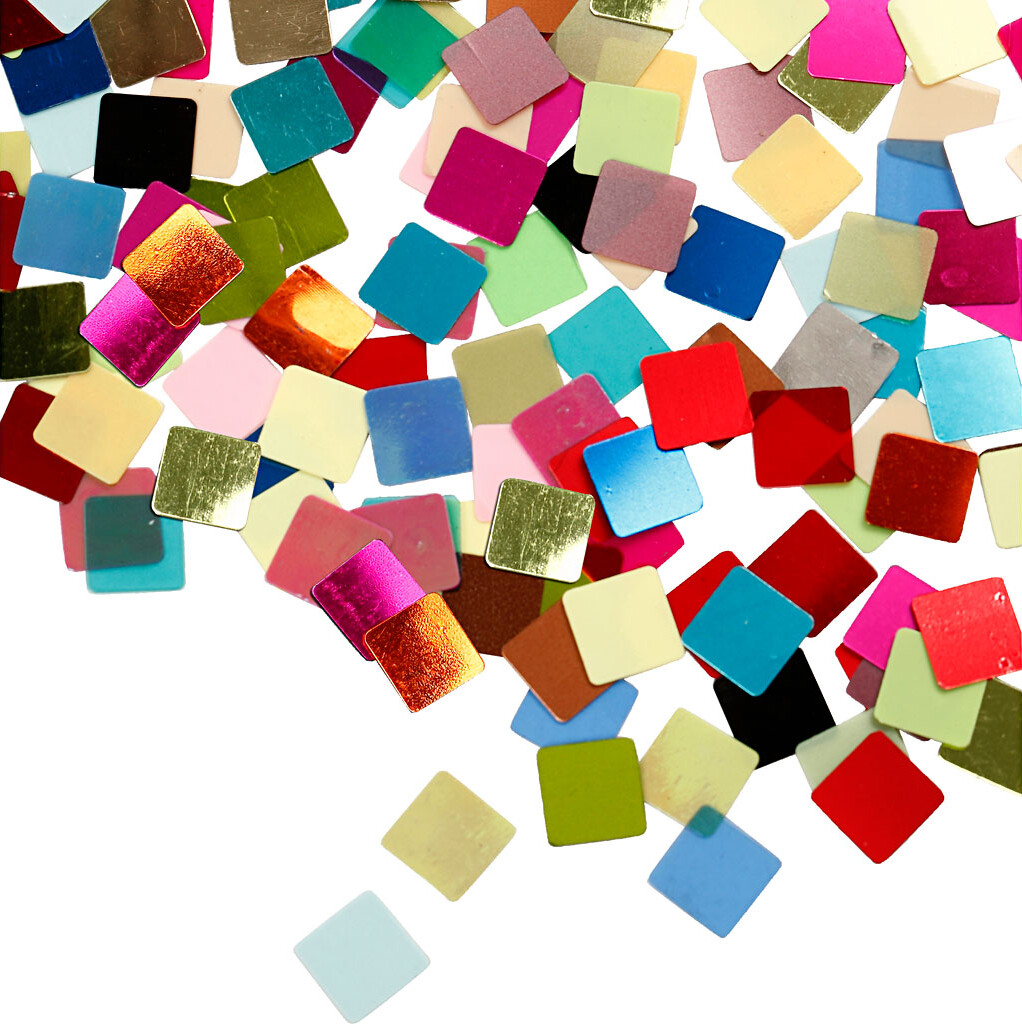 Pailletmosaik - Str. 10X10 MM - Assorterede Farver - 250 G