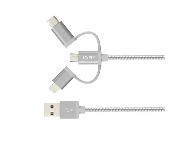 Joby USB 2.0-Kabel USB A - Lightning/Micro-USB B/USB C 1.2 Lade- und Synchronisationskabel 3-in-1, 1.2m Space Grey