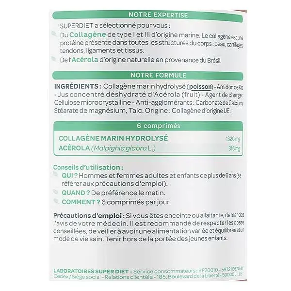 Superdiet Colágeno Marinho + Vitamina C 180 comprimidos
