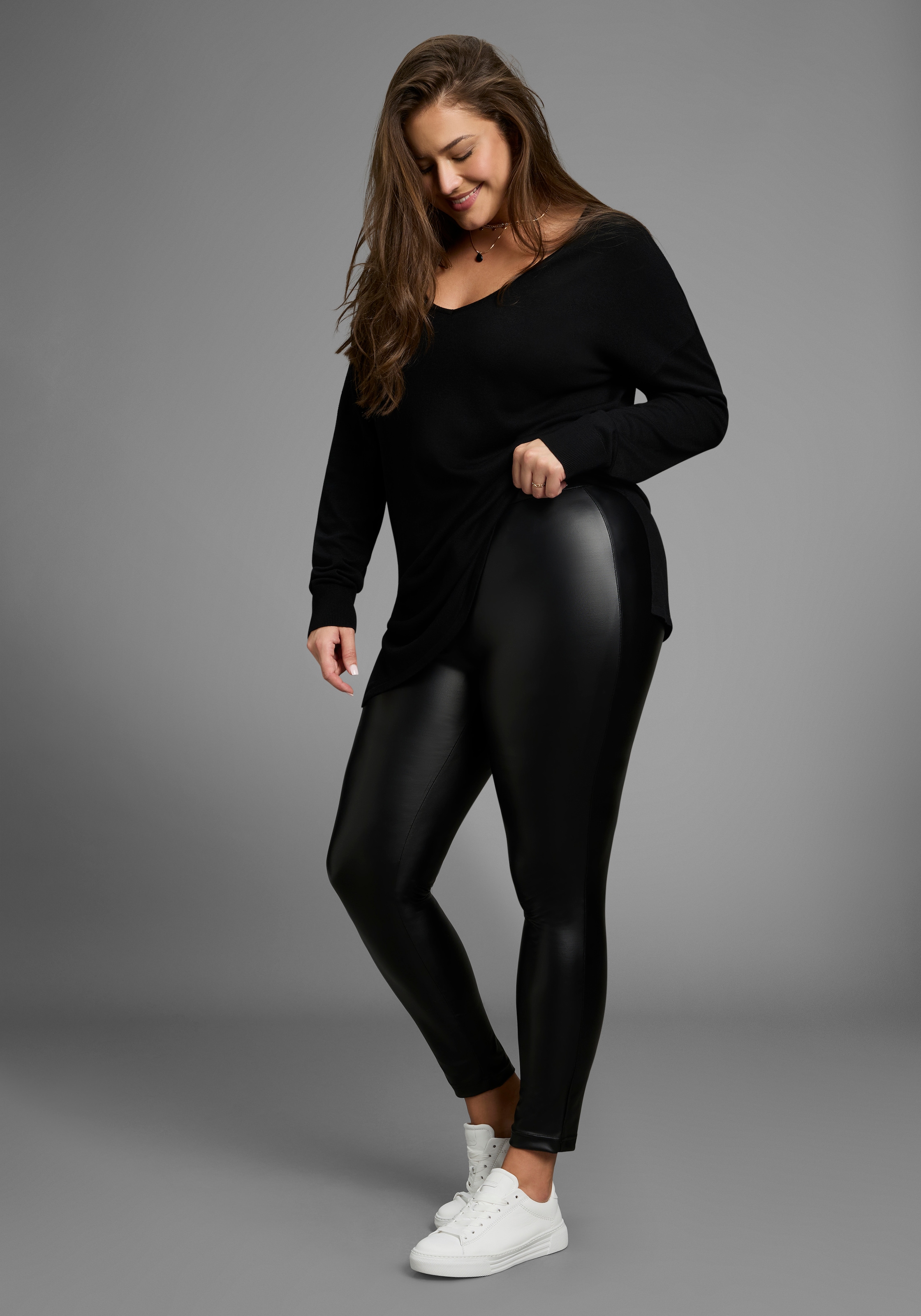 Laura Scott CURVE Lederimitathose  aus elastischer Ware - GROSSE GRÖSSEN