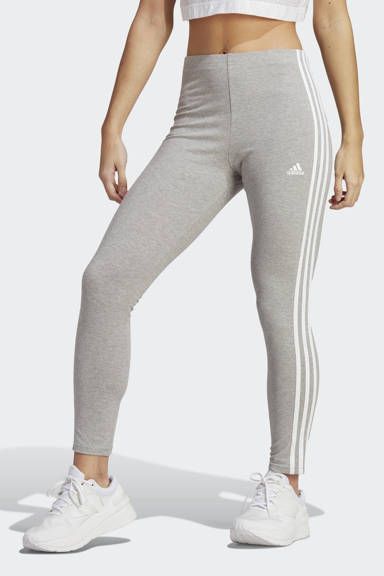 adidas high waist slim fit legging grijs/wit