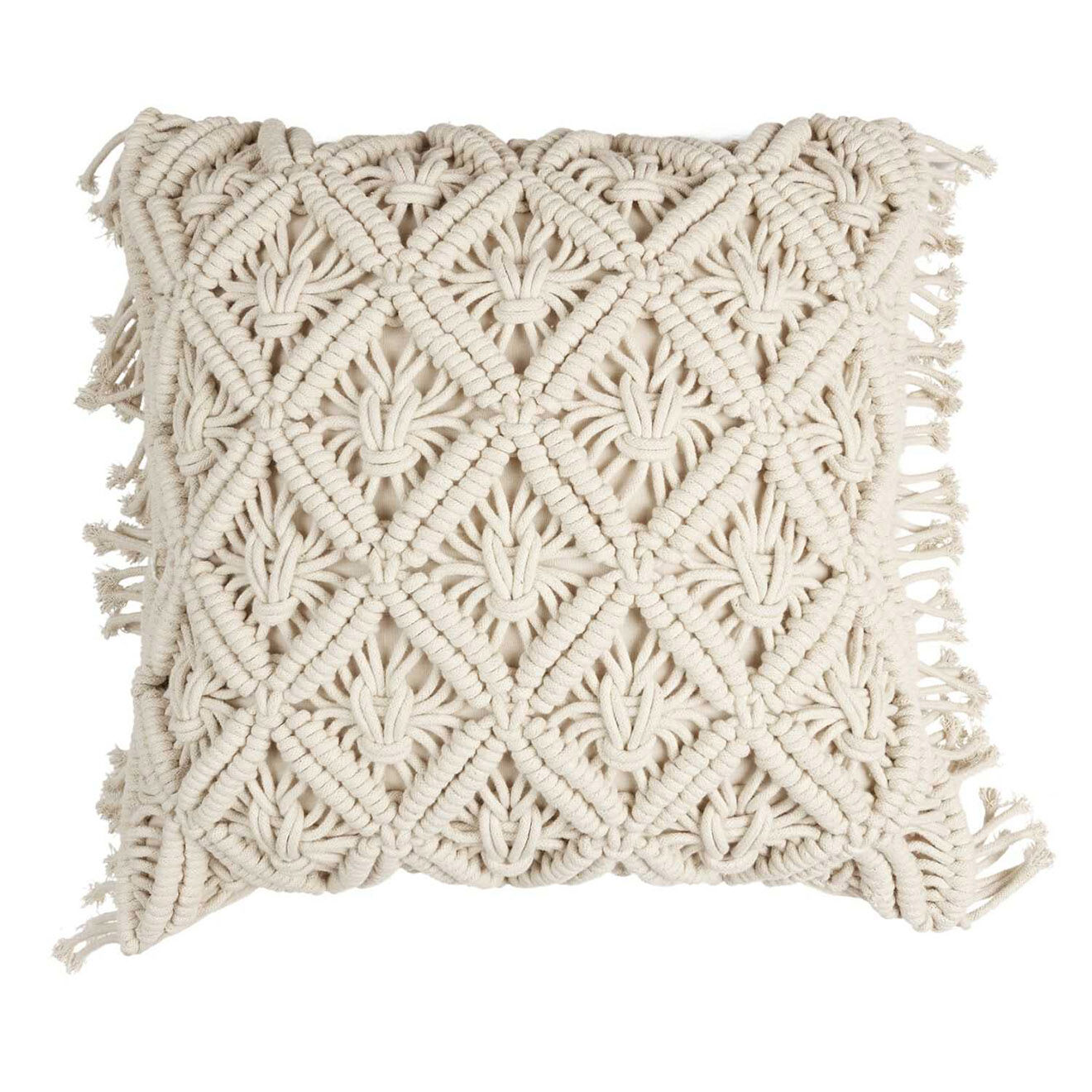 Home Deco Factory Coussin macramé beige - 40x40 cm