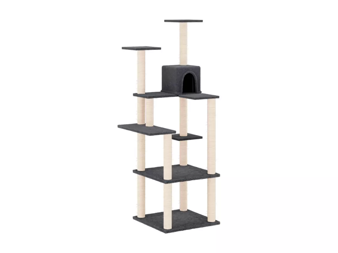 Arbre à chat avec griffoirs en sisal Gris foncé 153 cm