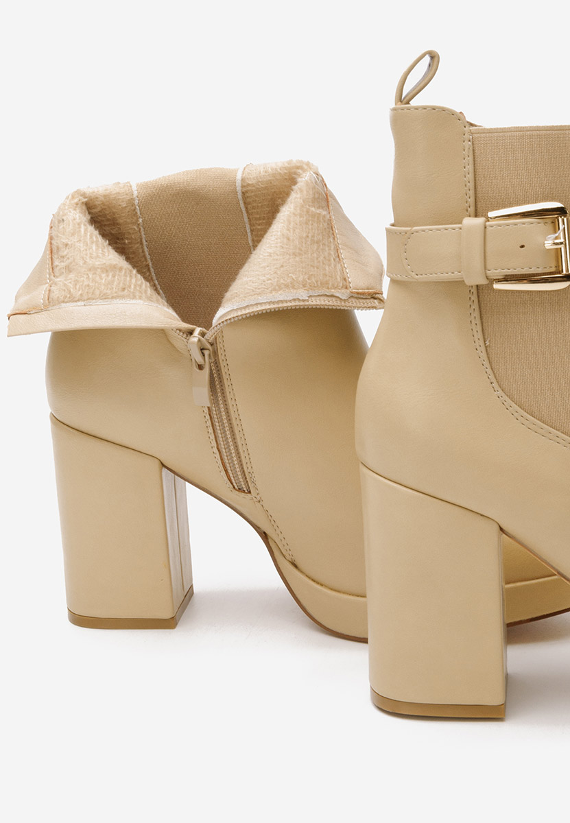 Bottines à gros talon beige Sumiko
