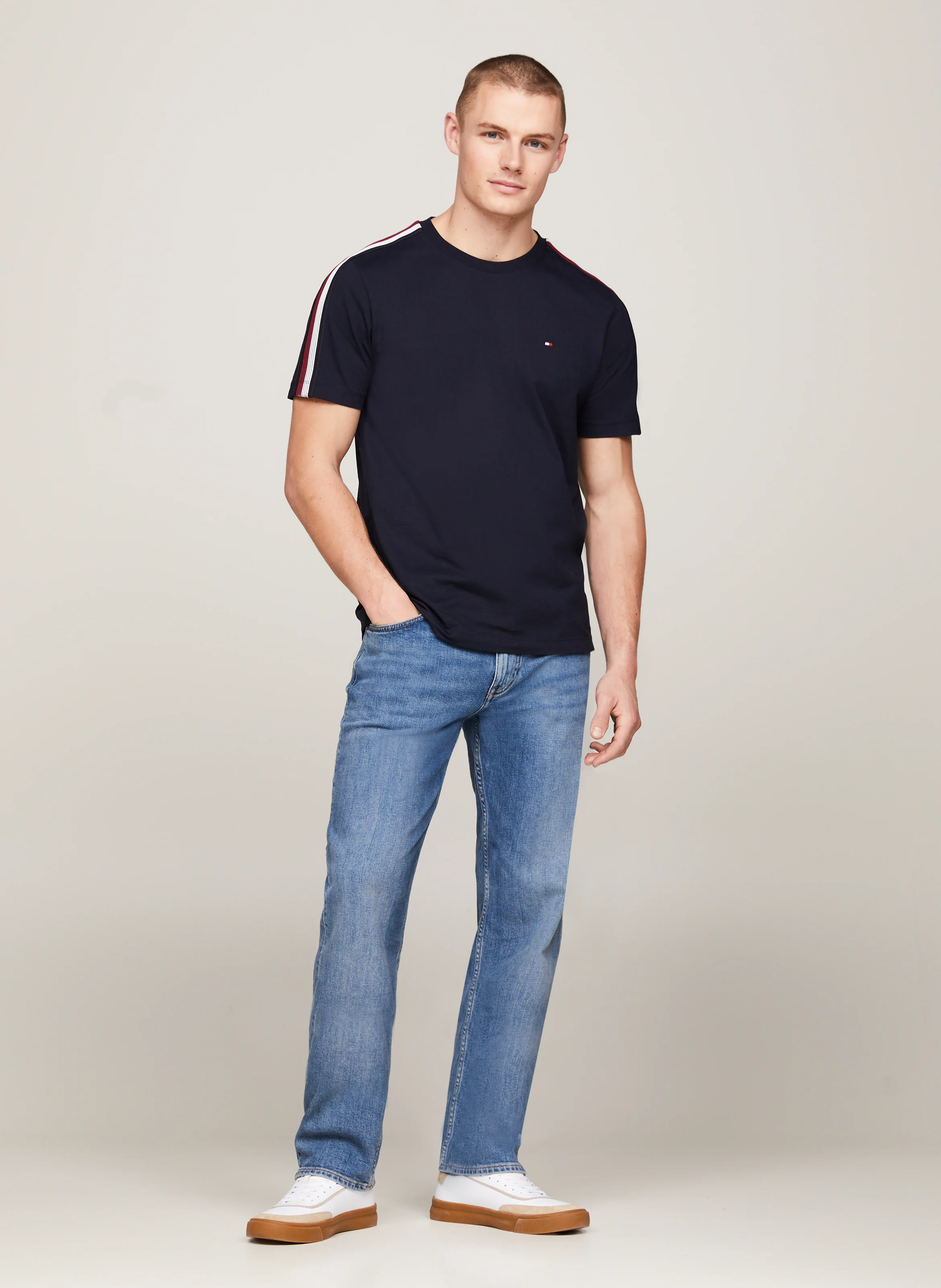 Tee-shirt col rond en coton | Bleu