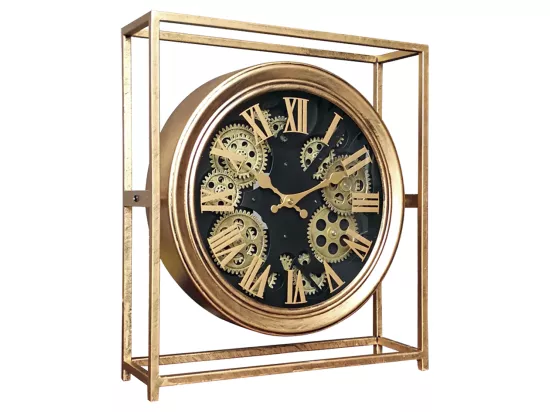 Horloge à mécanisme encadrée métal doré 38x11x42cm